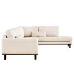 Ecksofa BILLUND mit Ottomane Bouclé Stoff Eurona: Beige - Ottomane davorstehend rechts - Buche Dunkel