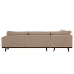 Ecksofa BILLUND mit Ottomane Baumwollstoff Vele: Taupe - Ottomane davorstehend links - Buche Dunkel