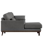 Divano con chaise longue BILLUND Velluto Lark: grigio scuro - Longchair preimpostata a sinistra - Faggio scuro