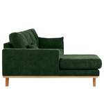 Divano con chaise longue BILLUND Tessuto Cieli: Verde scuro - Longchair preimpostata a sinistra - Faggio chiara