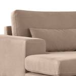 Hoekbank BILLUND met chaise longue Geweven stof Vele: Taupe - Longchair vooraanzicht links - Lichte beukenhout