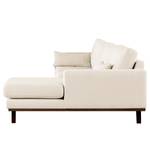 Ecksofa BILLUND mit Longchair Bouclé Stoff Eurona: Beige - Longchair davorstehend rechts - Buche Dunkel