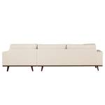 Ecksofa BILLUND mit Longchair Bouclé Stoff Eurona: Beige - Longchair davorstehend rechts - Buche Dunkel