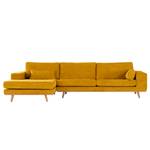 Divano con chaise longue BILLUND Tessuto Cieli: Giallo senape - Longchair preimpostata a sinistra - Faggio chiara