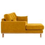 Divano con chaise longue BILLUND Tessuto Cieli: Giallo senape - Longchair preimpostata a sinistra - Faggio chiara