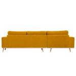 Divano con chaise longue BILLUND Tessuto Cieli: Giallo senape - Longchair preimpostata a sinistra - Faggio chiara