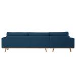 Ecksofa BILLUND mit Longchair Baumwollstoff Vele: Blau - Longchair davorstehend links - Buche Hell