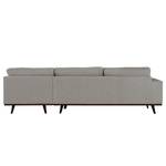 Divano con chaise longue BILLUND Velluto Lark: marrone grigio - Longchair preimpostata a destra - Faggio scuro