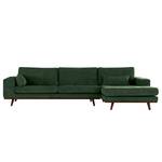 Divano con chaise longue BILLUND Tessuto Cieli: Verde scuro - Longchair preimpostata a destra - Faggio scuro