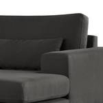 Ecksofa BILLUND mit Longchair Baumwollstoff Vele: Anthrazit - Longchair davorstehend rechts - Buche Hell