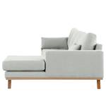 Divano con chaise longue BILLUND Tessuto Vele: grigio - Longchair preimpostata a destra - Faggio chiara