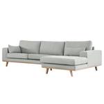 Ecksofa BILLUND mit Longchair Baumwollstoff Vele: Grau - Longchair davorstehend rechts - Buche Hell