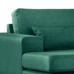 Divano con chaise longue BILLUND Tessuto strutturato Otrera: verde scuro - Longchair preimpostata a sinistra - Faggio chiara