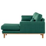 Divano con chaise longue BILLUND Tessuto strutturato Otrera: verde scuro - Longchair preimpostata a destra - Faggio chiara