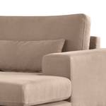 Ecksofa BILLUND mit Longchair Baumwollstoff Vele: Taupe - Longchair davorstehend rechts - Buche Hell