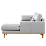 Divano con chaise longue BILLUND Tessuto strutturato Otrera: grigio chario - Longchair preimpostata a destra - Faggio chiara