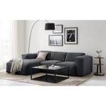 Hoekbank HUDSON 3-zits met chaise longue Geweven stof Saia: Steengrijs - Breedte: 251 cm - Longchair vooraanzicht links