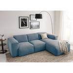 Ecksofa HUDSON 3-Sitzer mit Longchair Webstoff Saia: Denim - Breite: 251 cm - Longchair davorstehend rechts