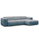 Hoekbank HUDSON 3-zits met chaise longue Geweven stof Saia: Jeansblauw - Breedte: 284 cm - Longchair vooraanzicht rechts