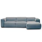 Hoekbank HUDSON 3-zits met chaise longue Geweven stof Saia: Jeansblauw - Breedte: 284 cm - Longchair vooraanzicht rechts