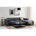 Ecksofa HUDSON 3-Sitzer mit Longchair Webstoff Saia: Steingrau - Breite: 251 cm - Longchair davorstehend rechts