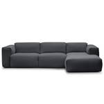 Ecksofa HUDSON 3-Sitzer mit Longchair Webstoff Saia: Steingrau - Breite: 284 cm - Longchair davorstehend rechts