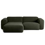 Ecksofa HUDSON 1,5-Sitzer mit Longchair Webstoff Saia: Graugrün meliert - Longchair davorstehend links