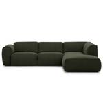 Ecksofa HUDSON 3-Sitzer mit Recamiere Webstoff Saia: Graugrün meliert - Longchair davorstehend rechts