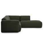 Ecksofa HUDSON 3-Sitzer mit Recamiere Webstoff Saia: Graugrün meliert - Longchair davorstehend rechts