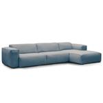 Ecksofa HUDSON 3-Sitzer mit Longchair Webstoff Saia: Denim - Breite: 317 cm - Longchair davorstehend rechts