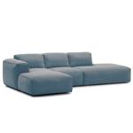 Hoekbank HUDSON met chaise longue Geweven stof Saia: Jeansblauw - Longchair vooraanzicht links