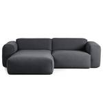 Hoekbank HUDSON 1,5-zits + chaise longue Geweven stof Saia: Steengrijs - Longchair vooraanzicht links