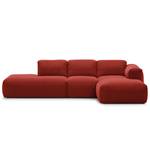 Ecksofa HUDSON mit Chaiselongue Webstoff Saia: Karminrot - Longchair davorstehend rechts