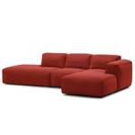 Ecksofa HUDSON mit Chaiselongue Webstoff Saia: Karminrot - Longchair davorstehend rechts