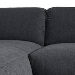 Ecksofa HUDSON 3-Sitzer mit Recamiere Webstoff Saia: Steingrau - Longchair davorstehend links