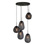 Hanglamp Lava Mix I gepoedercoat staal / glas - 5-flammig - Zwart/grijs