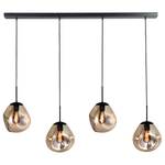 Hanglamp Lava VII gepoedercoat staal / glas - 4-flammig - Zwart/goudkleurig