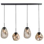 Hanglamp Lava V gepoedercoat staal / glas - 4-flammig - Zwart/goudkleurig