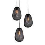 Hanglamp Lava X gepoedercoat staal / glas - 3-flammig - Zwart/grijs