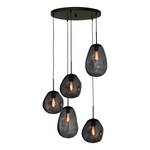 Hanglamp Lava Mix II gepoedercoat staal / glas - 5-flammig - Zwart/grijs