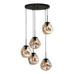 Hanglamp Lava Rund gepoedercoat staal / glas - 5-flammig - Zwart/goudkleurig