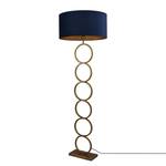 Staande lamp Capri staal / fluweel - 1 lichtbron - Blauw/Goudkleurig