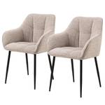 Chaises à accoudoirs Noela - Lot de 2 Bouclé / Fer - Beige / Noir