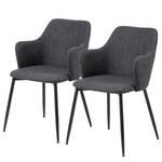 Chaises à accoudoirs Roosti - Lot de 2 Tissu structuré Badia: Anthracite