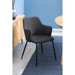 Chaises à accoudoirs Roosti - Lot de 2 Tissu structuré Badia: Anthracite