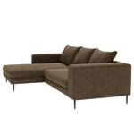 Hoekbank STREAKY BAY met chaise longue S Geweven stof Caya: Bruin - Longchair vooraanzicht links