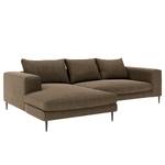 Hoekbank STREAKY BAY met chaise longue S Geweven stof Caya: Bruin - Longchair vooraanzicht links