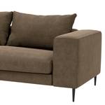 Ecksofa STREAKY BAY mit Longchair Webstoff Caya: Braun - Longchair davorstehend links - Mit Schlaffunktion - Ohne Hocker