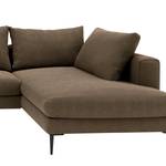 Ecksofa STREAKY BAY mit Ottomane Webstoff Caya: Braun - Ottomane davorstehend rechts