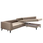 Ecksofa Venus Bay Small mit Ottomane Samt Cara: Beige - Ottomane davorstehend rechts - Mit Schlaffunktion